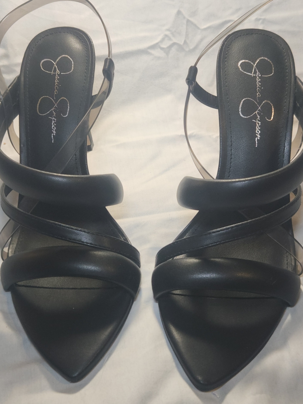Jessica Simpson Black Strappy Pointed-Toe Heeled Sandals 10